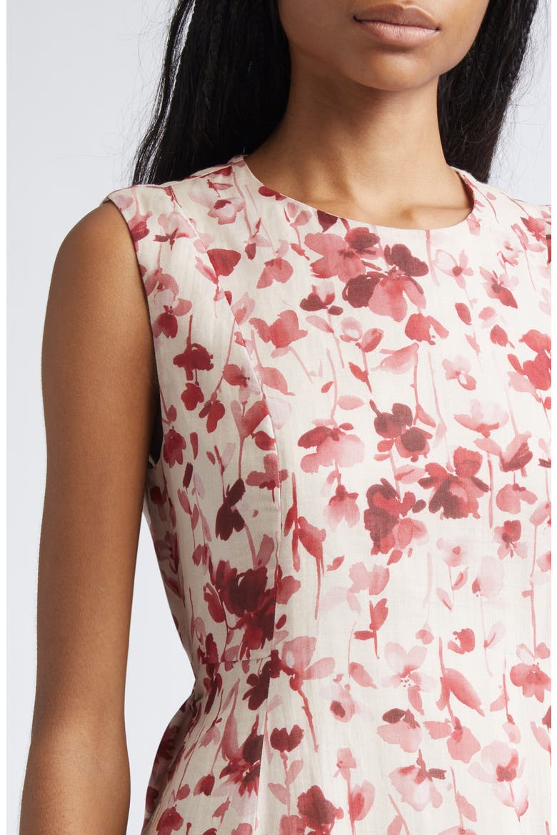 Alibi Floral Canvas Midi Dress, Alternate, color, TANGERINE