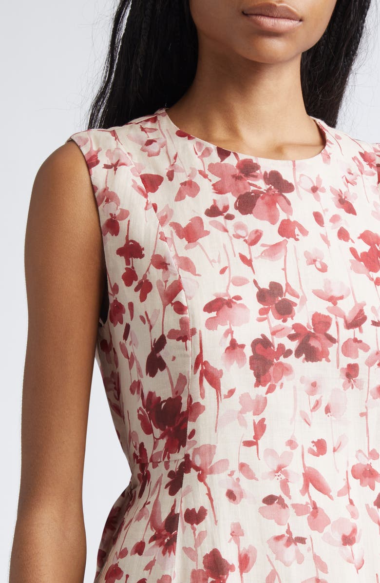 Max Mara Alibi Floral Canvas Midi Dress, Alternate, color, Tangerine