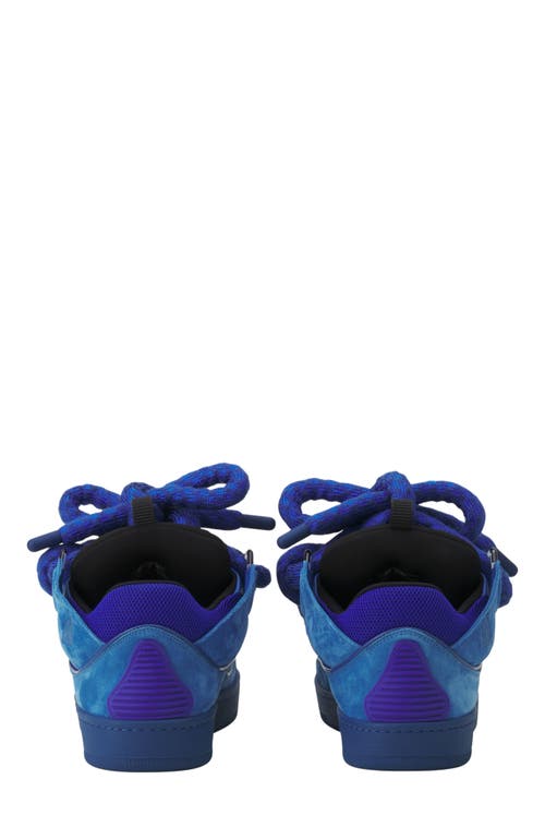 Lanvin Curb Sneakers In Leather With Snake Laces In Blue