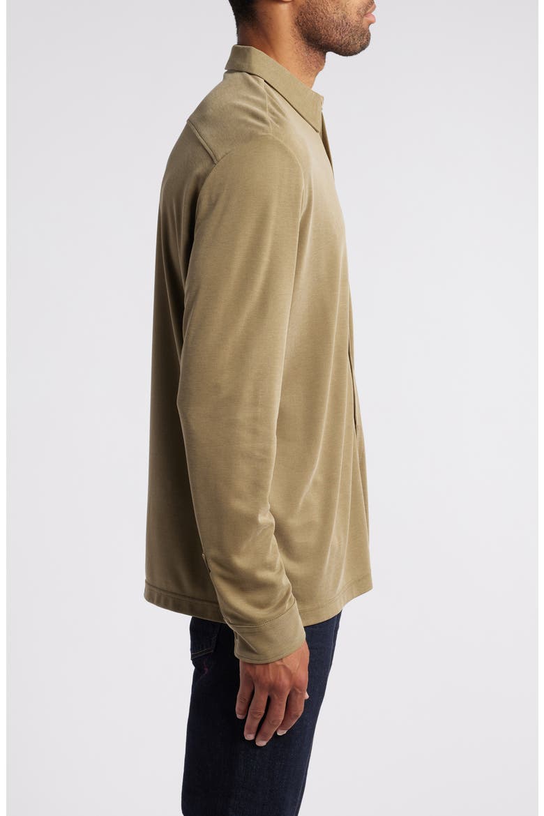 Vintage Wash Bird's Eye Button-Up Shirt, Alternate, color, OLIVE