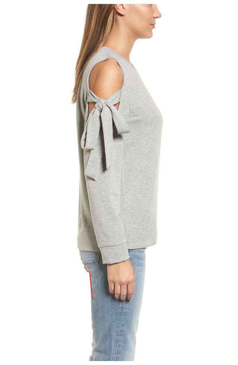 Pleione Cold Shoulder Tie Sleeve Sweatshirt, Alternate, color,