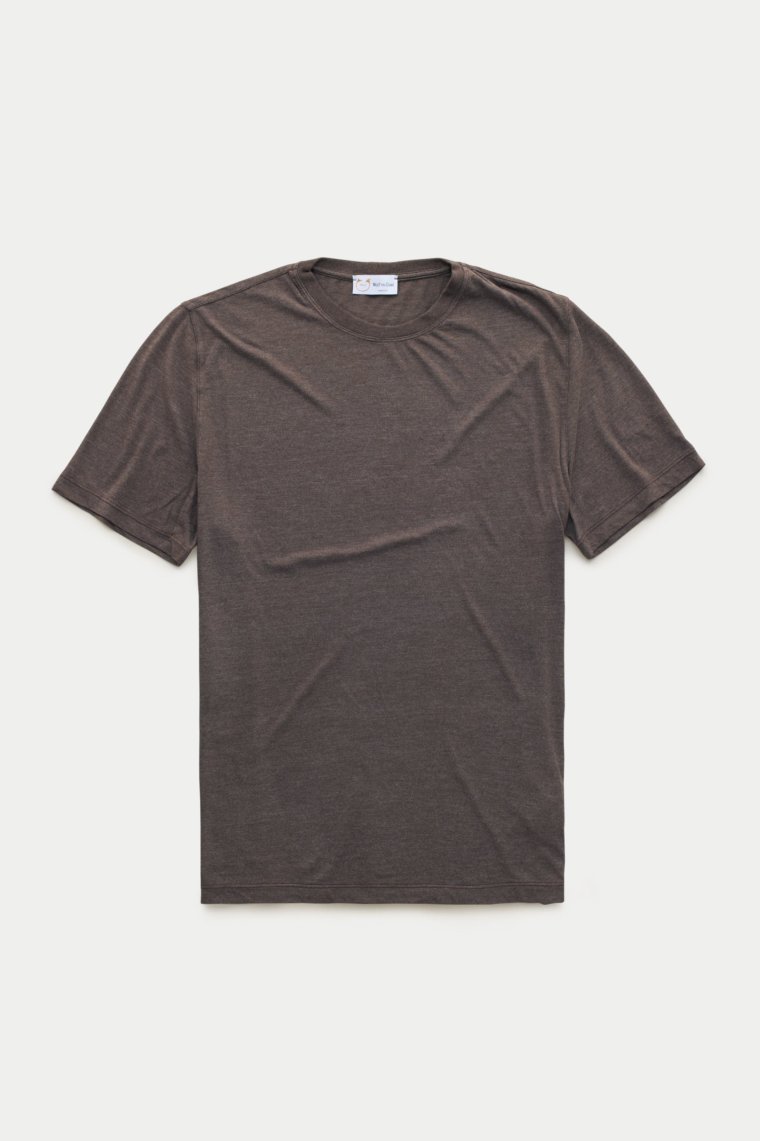 Wolf Vs. Goat (WvG) Light Weight viscose Sorona Short Sleeve Crew Neck T-Shirt in Ganache 