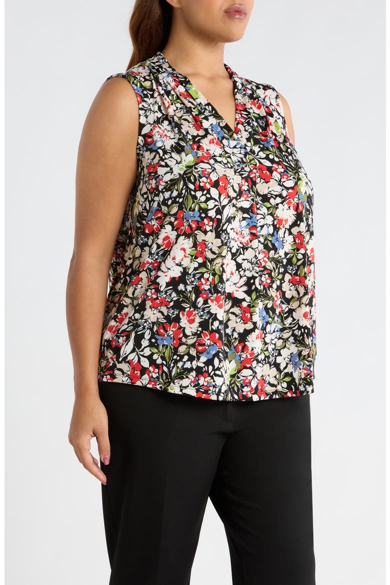 Abstract Print V-Neck Button-Up Knit Top, Alternate, color, ANNE BLACK MULTI