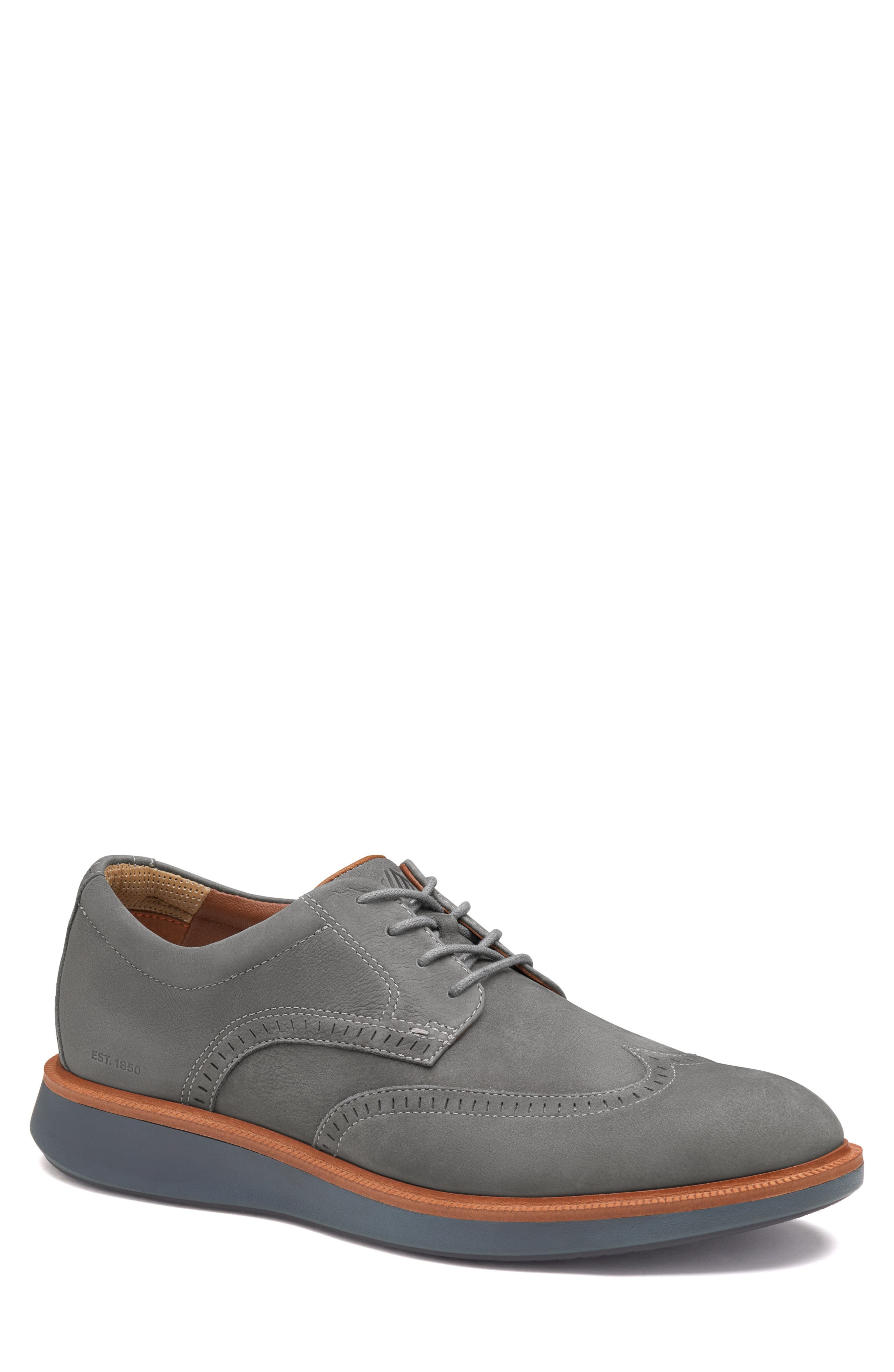 Johnston & Murphy Parker Waterproof Wingtip Derby, Main, color, Gray Waterproof Nubuck