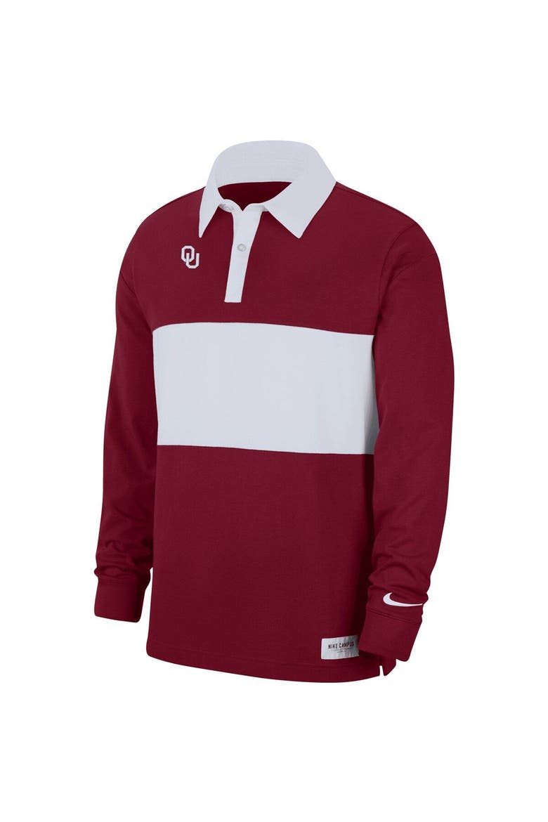 Men's Nike Crimson Oklahoma Sooners Striped Long Sleeve Polo, Alternate, color, Crimson