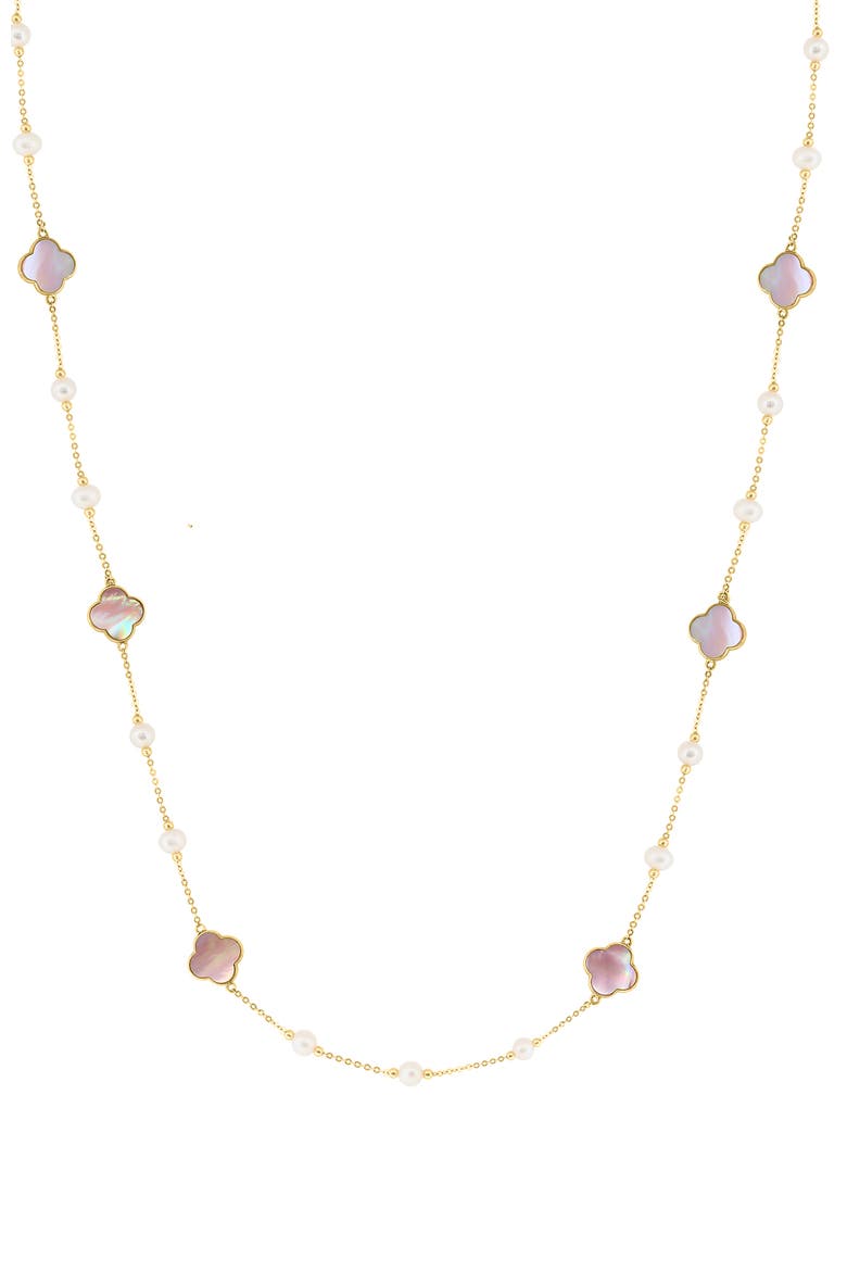 14K Yellow Gold ,Fresh Water Pearl,Mother of Pearl Necklace, Main, color, Hematite and FW Blush Pearl
