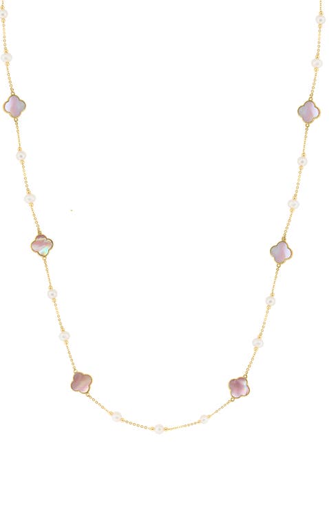 14K Yellow Gold ,Fresh Water Pearl,Mother of Pearl Necklace