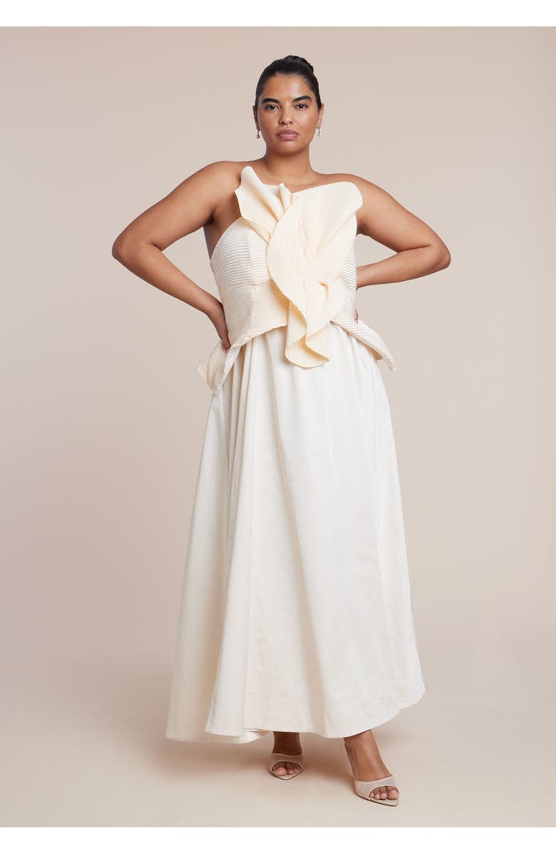 ELOQUII Petal Bodice Gown, Main, color, White Swan