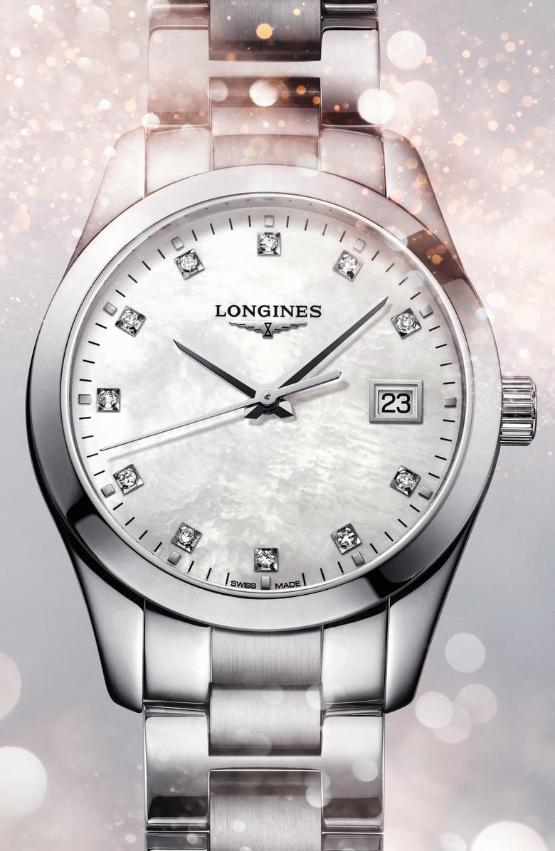 Longines Conquest Classic Diamond Bracelet Watch, 34mm, Alternate, color, 