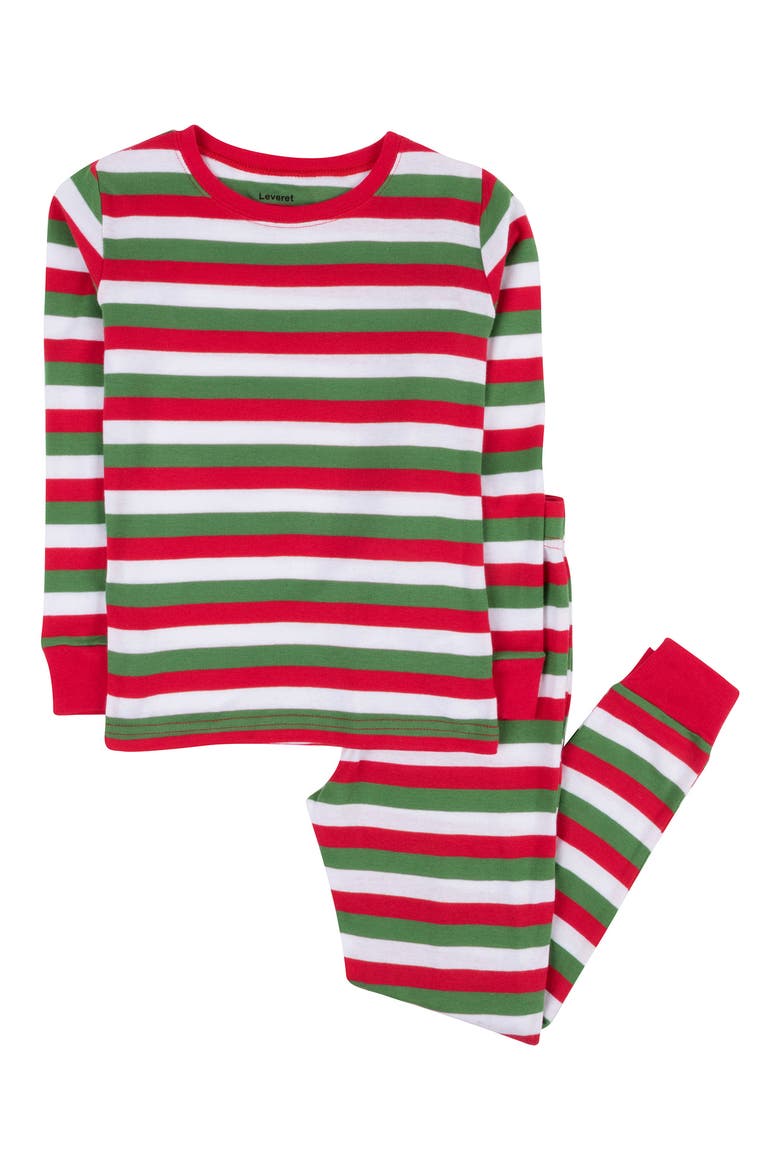 Striped 2-Piece Cotton Pajamas, Main, color, RED
