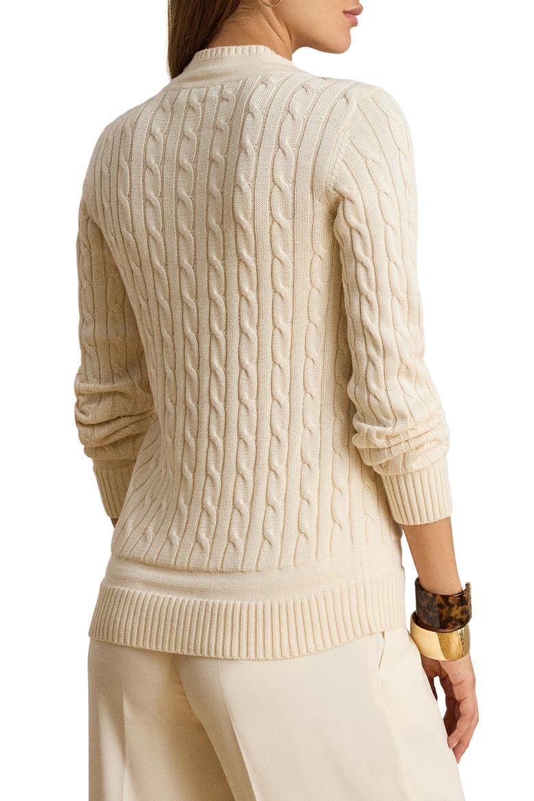 Cable Stitch V-Neck Sweater, Alternate, color, MASCARPONE CREAM