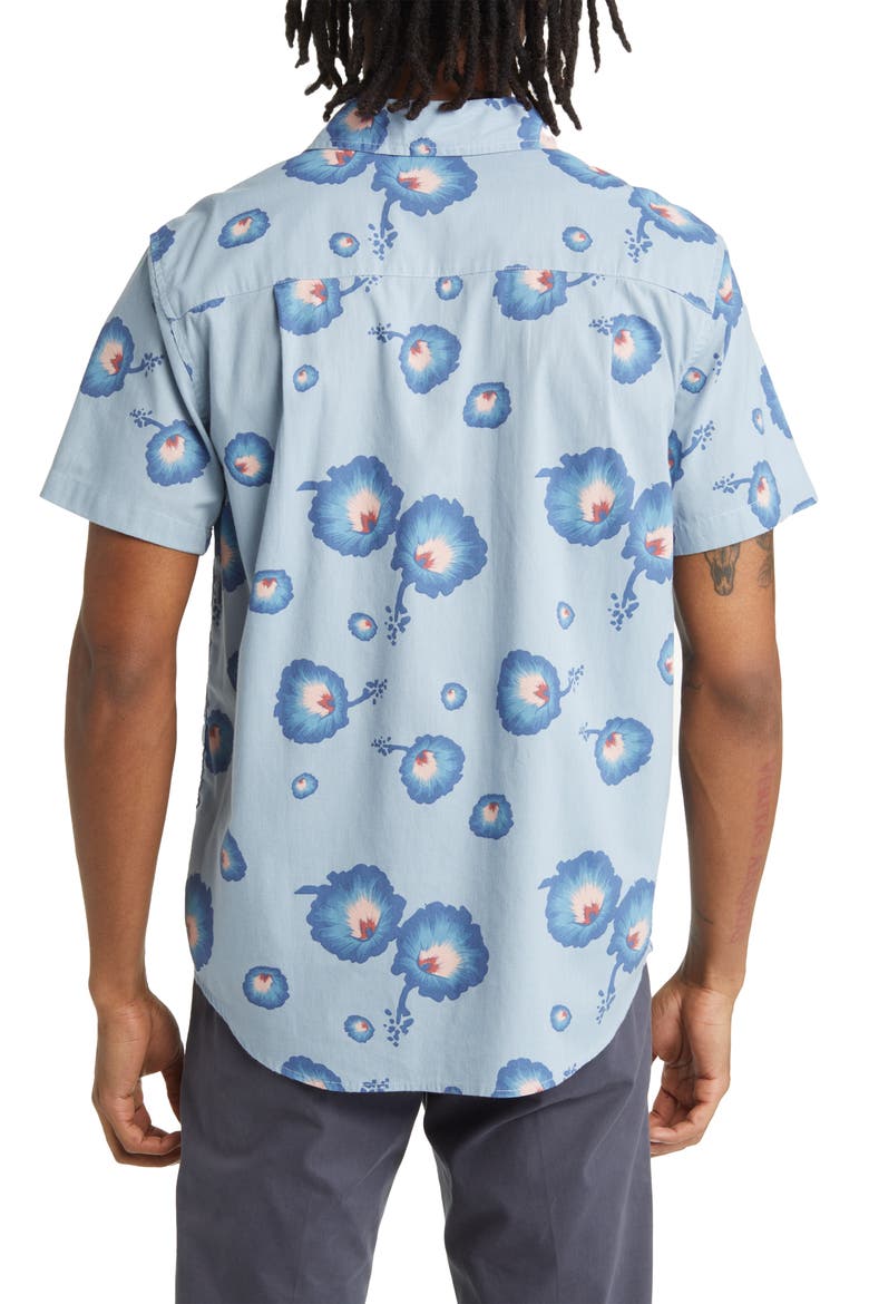 Charter Regular Fit Tropical Short Sleeve Button-Up Shirt, Alternate, color, DUSTY BLUE/PACIFIC BLUE/CORAL