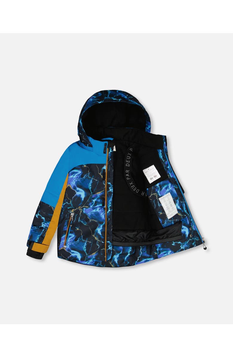 Deux par Deux Boy's Two Piece Snowsuit Royal Blue Printed Storm, Alternate, color, 