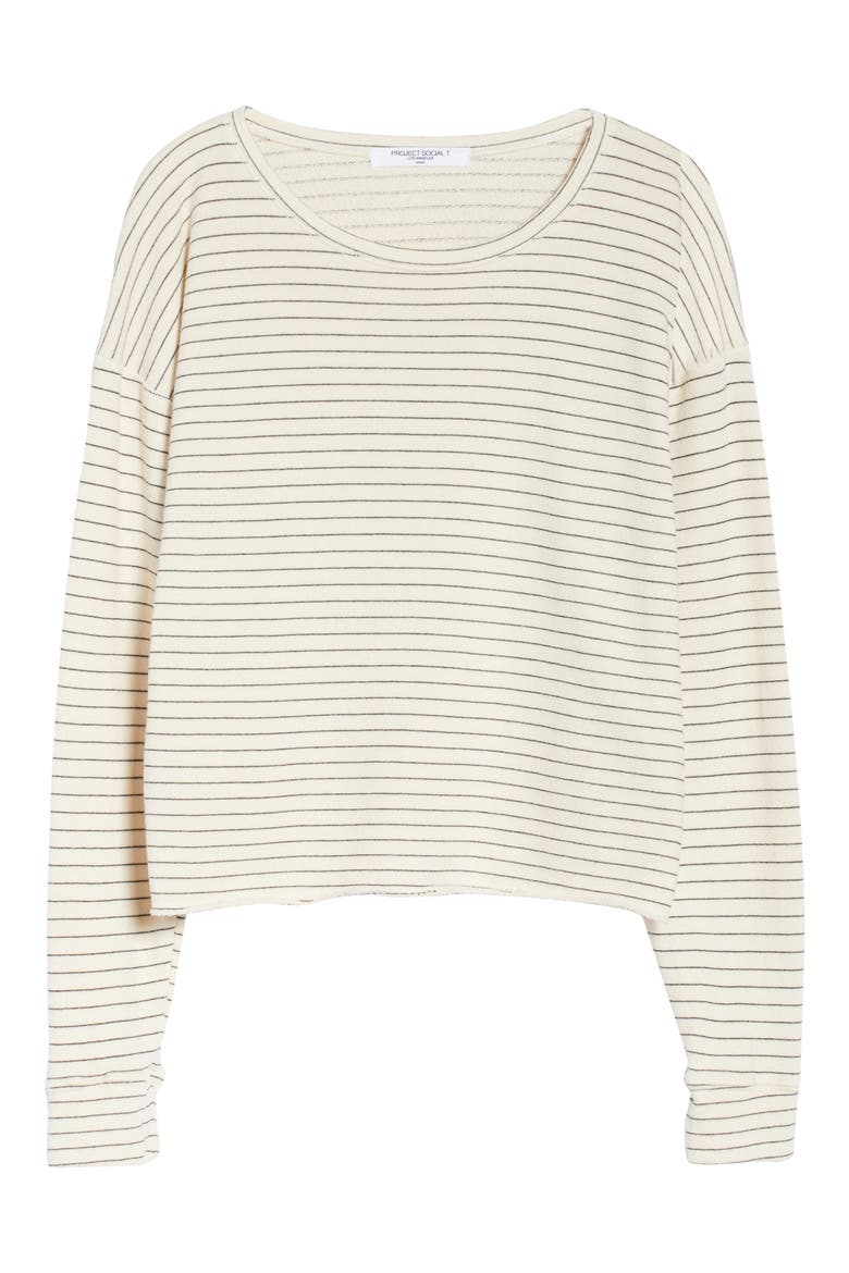 Yana Stripe Pullover, Alternate, color, PORCELAIN/ BLACK