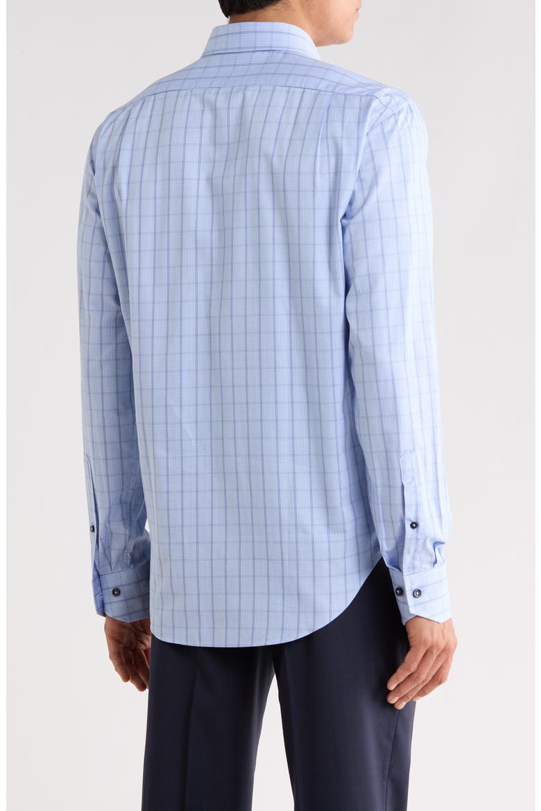 Trim Fit Textured Plaid Cotton Dress Shirt, Alternate, color, LIGHT BLUE