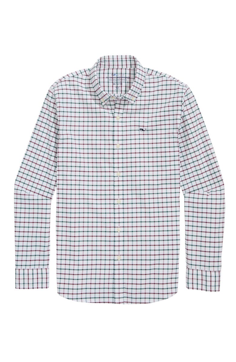 vineyard vines Kids' Tattersall Check Performance Button-Down Shirt, Alternate, color, Charleston Green
