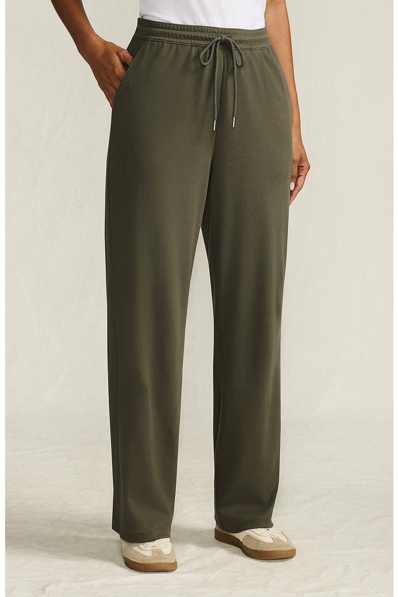 Sport Knit High Rise Pull On Relaxed Straight Leg Pants, Main, color, Forest Moss