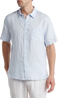 Vince Classic Fit Short Sleeve Linen Shirt