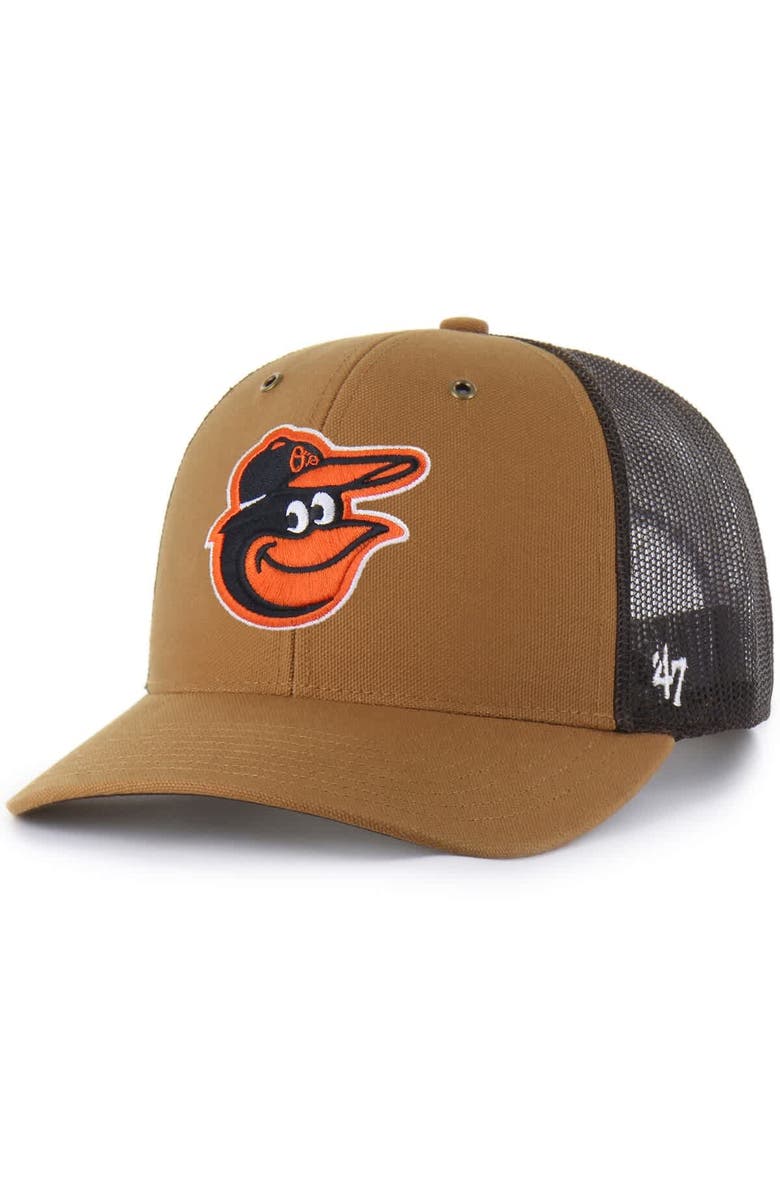CARHARTT X 47 Men's Carhartt x '47  Brown Baltimore Orioles Trucker Adjustable Hat, Main, color, Brown