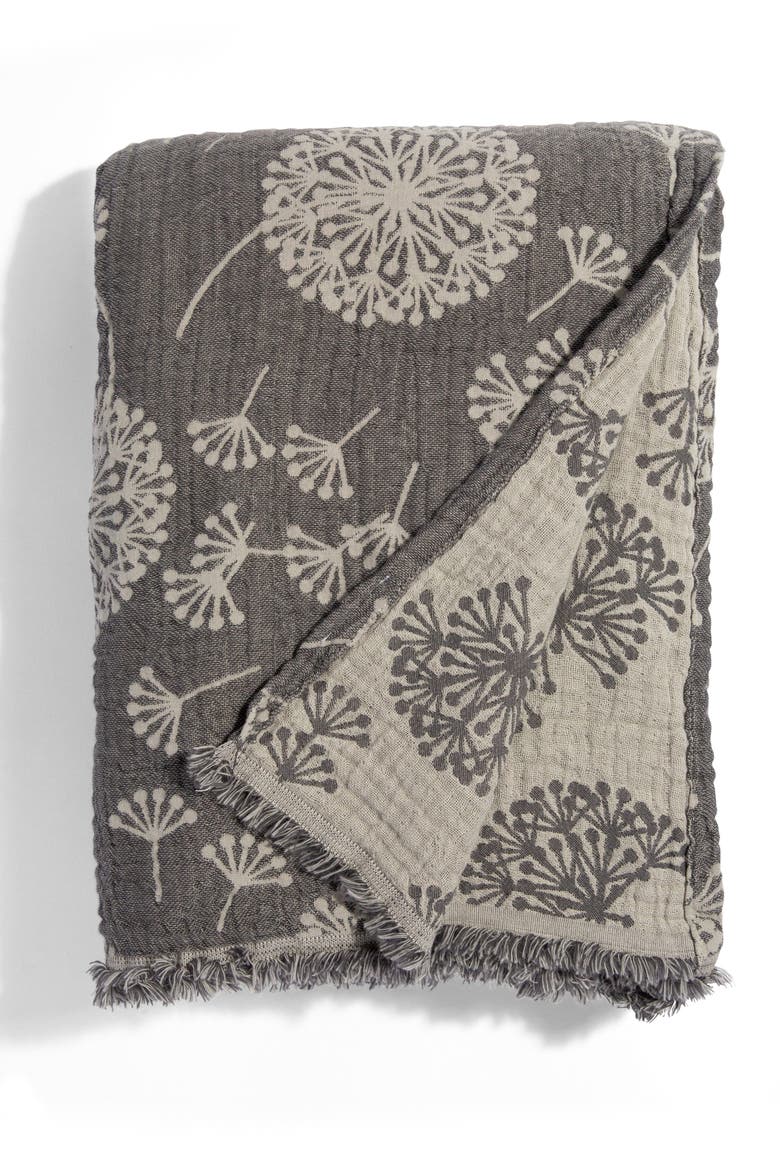 Dandelion Reversible Organic Muslin Blanket, Main, color, Grey