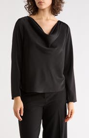 Gemma + Jane Cowl Neck Long Sleeve Satin Top