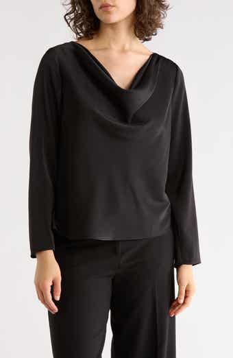 Gemma + Jane Cowl Neck Long Sleeve Satin Top