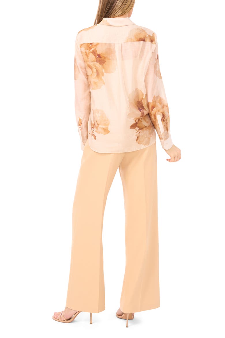 Avery Floral Long Sleeve Shirt, Alternate, color, BISCOTTI BEIGE