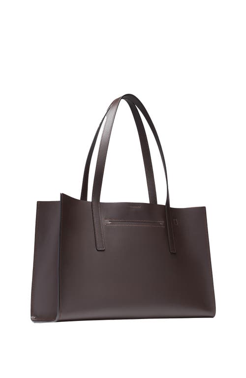 Hyer Goods Upcycled Leather Laptop Tote Bag In Dark Chocolate