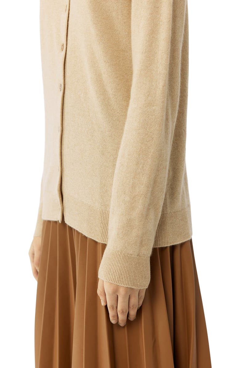 GOBI Mongolian Cashmere Essential Cashmere Crewneck Cardigan, Alternate, color, Beige