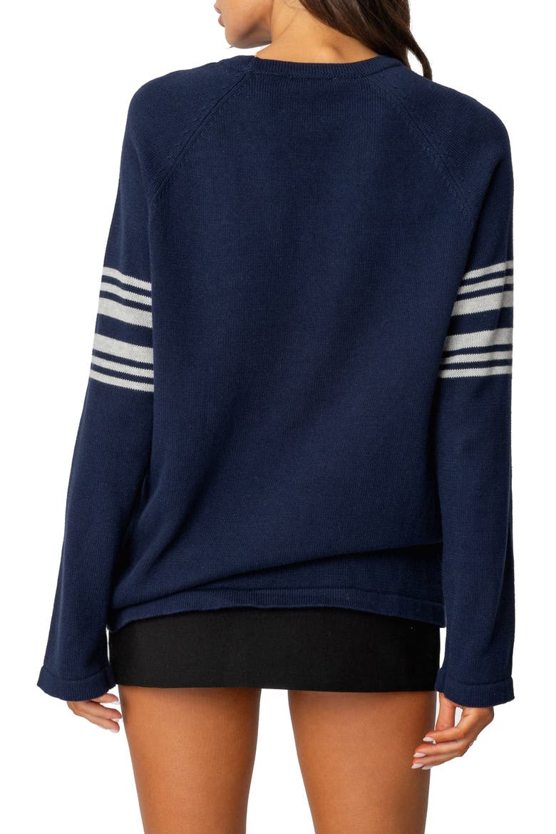 Contrast Stripe Oversize Sweater, Alternate, color, NAVY
