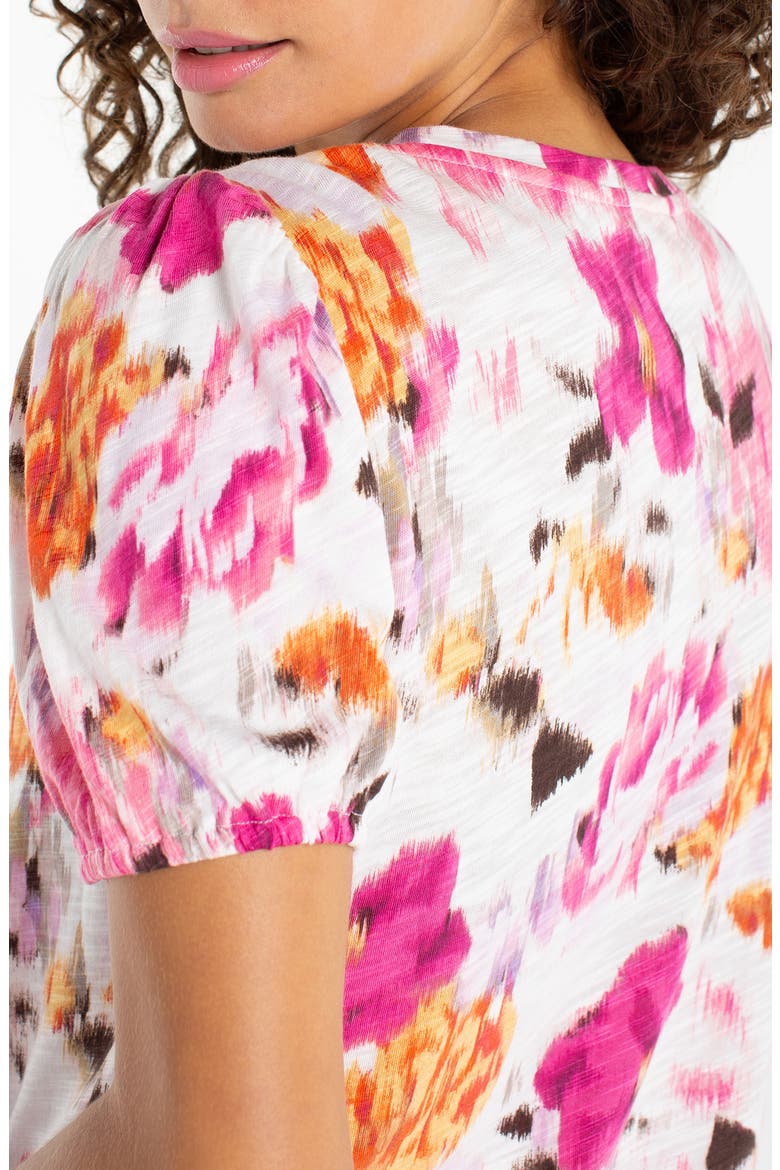 Print Puff Sleeve Top, Alternate, color, PINK MULTI FLRL