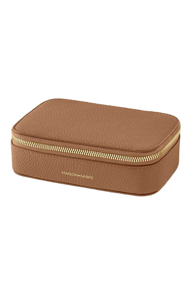 MAISON de SABRÉ Leather Jewellery Case, Alternate, color, Sandstone Brown