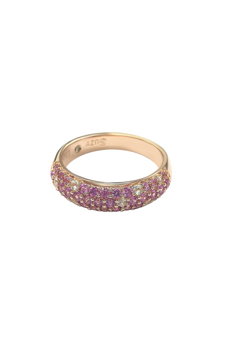 SUZY LEVIAN Goldtone Plate Sterling Silver Pink Sapphire White Sapphire Ring, Alternate, color, 