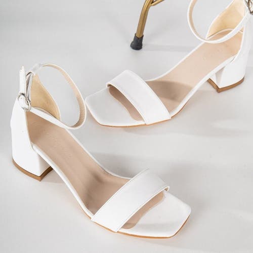 Forever & Always Shoes Iva Low Block Heel Sandals In White