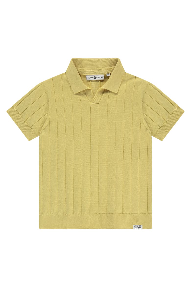 Ribbed Short Sleeve Polo, Main, color, Lemon