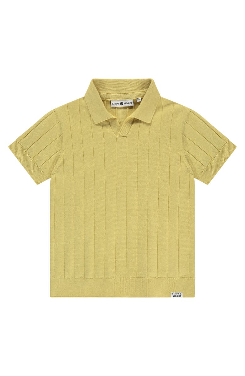 Stains and Stories by Babyface Ribbed Short Sleeve Polo, Main, color, Lemon