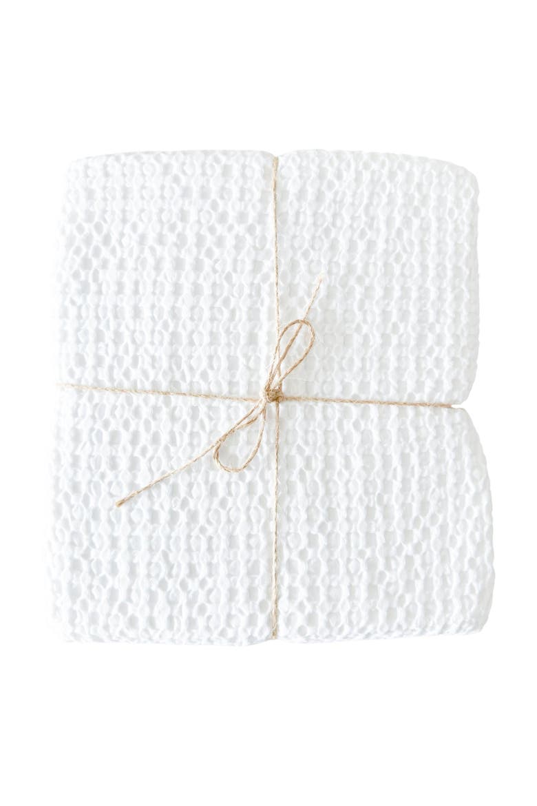 Stonewashed Waffle Cotton Throw, Alternate, color, White