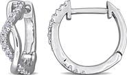 DELMAR Lab-Created Moissanite Twist Huggie Hoop Earrings