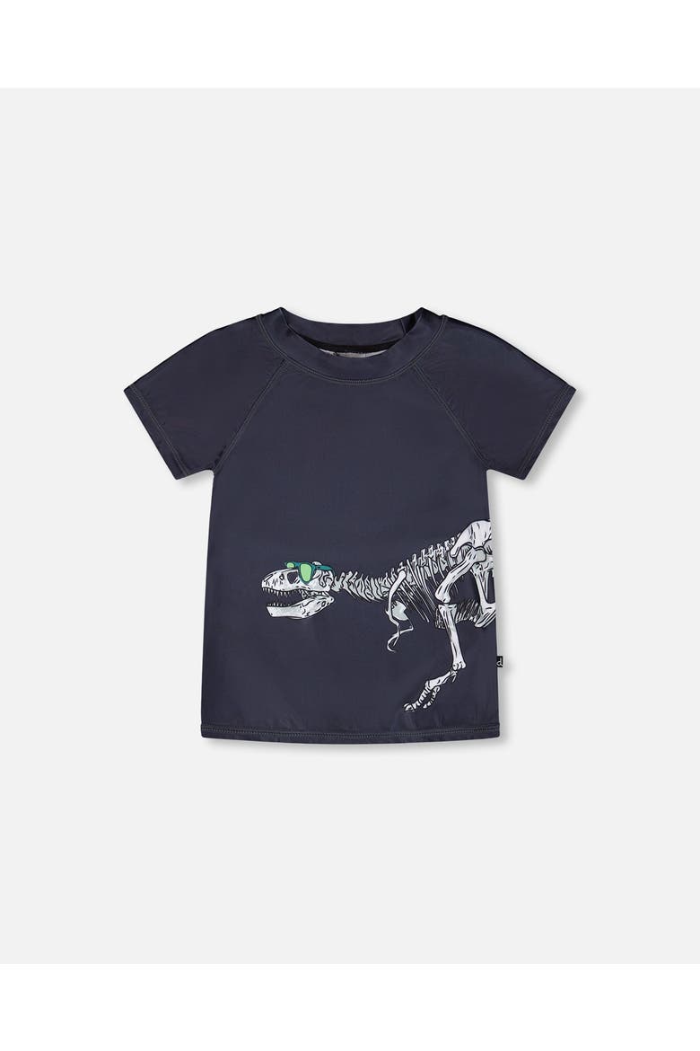 Short Sleeve Graphic Dinosaur Rashguard, Main, color, Black