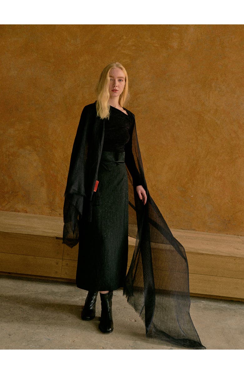 Lost Pattern "Featherlight" Oversized Cashmere Scarf, Alternate, color, Black