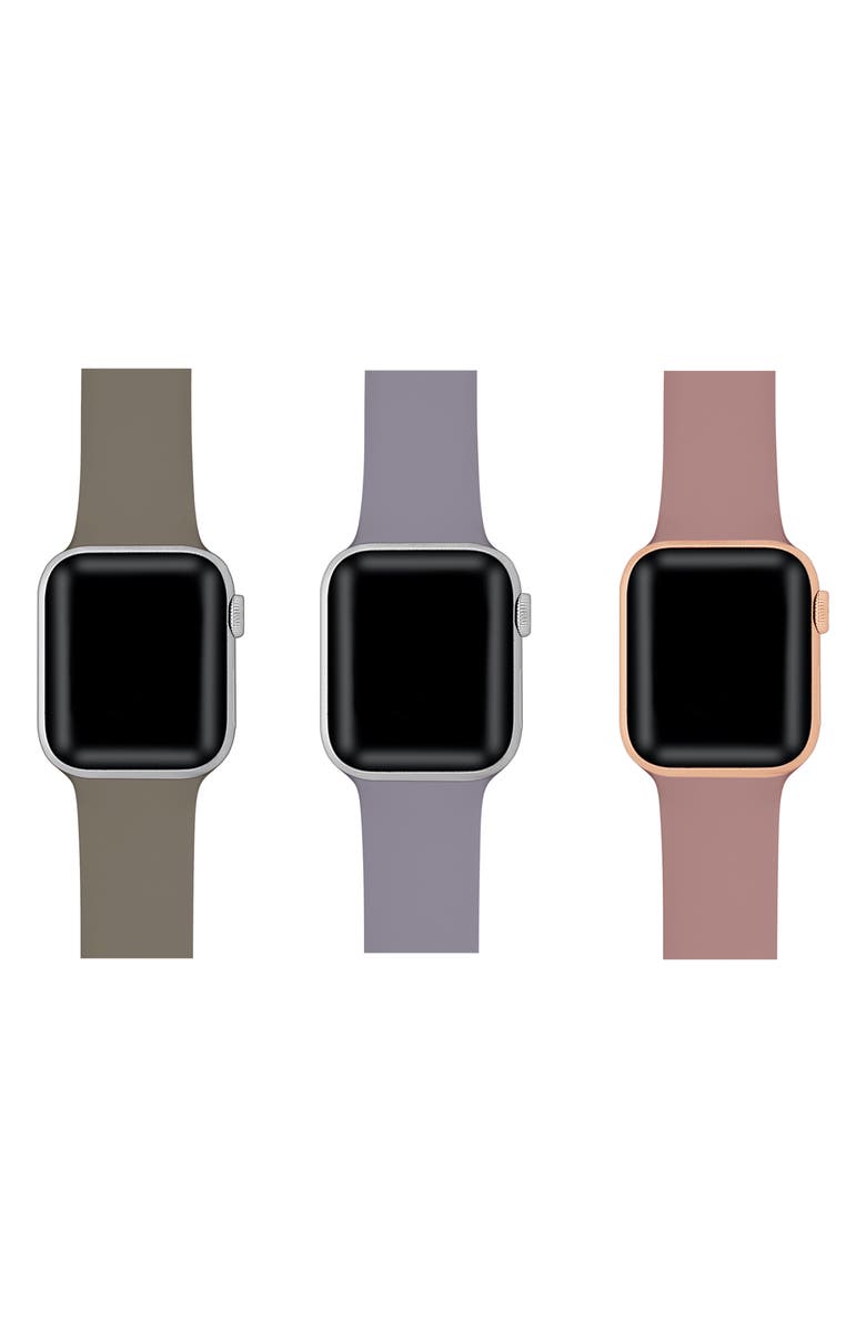 The Posh Tech Pack of 3 Silicone Watch Bands, Alternate, color, Mocha/ Rose/ Lilac