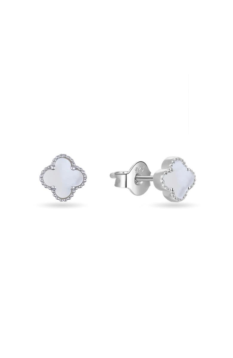 Donatello Gian Sterling Silver White Clover Earrings, Main, color, Silver