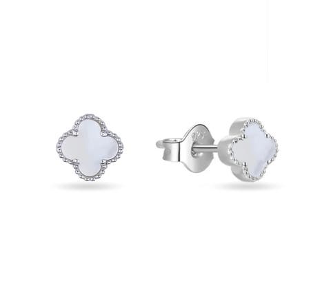 Sterling Silver White Clover Earrings