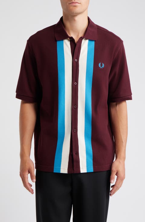 Stripe Cotton Piqué Camp Shirt