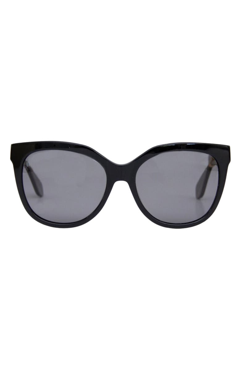 Mohala Eyewear Pikake 55mm Low Bridge Medium Width Polarized Cat Eye Sunglasses, Main, color, Black Lava