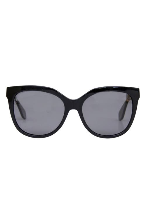 Mohala Eyewear Pikake 55mm Low Bridge Medium Width Polarized Cat Eye Sunglasses In Black Lava