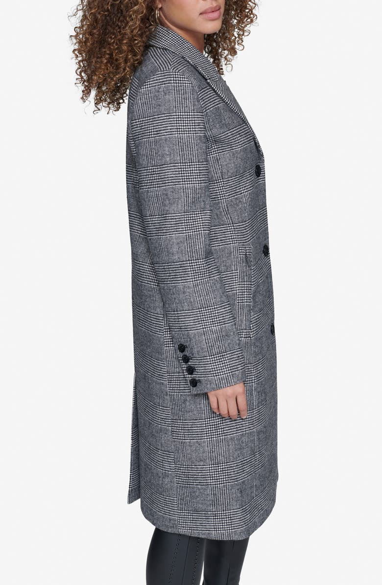 KARL LAGERFELD PARIS Mixed Plaid Wool Blend Coat, Alternate, color, 