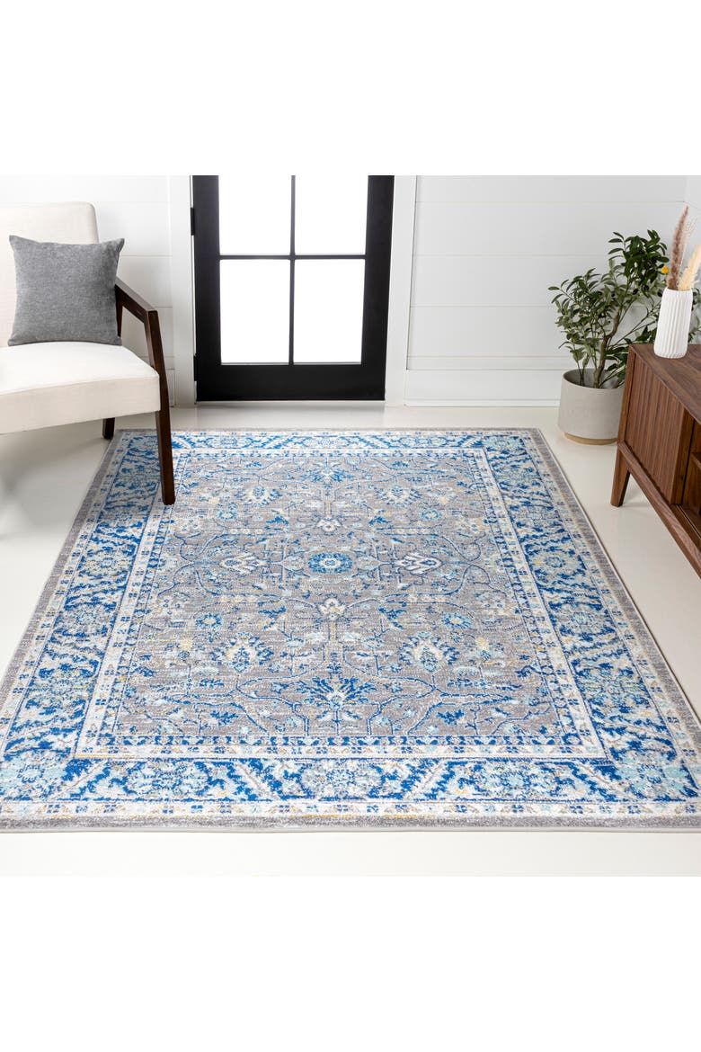 Modern Persian Boho Vintage Area Rug, Alternate, color, Gray/Navy