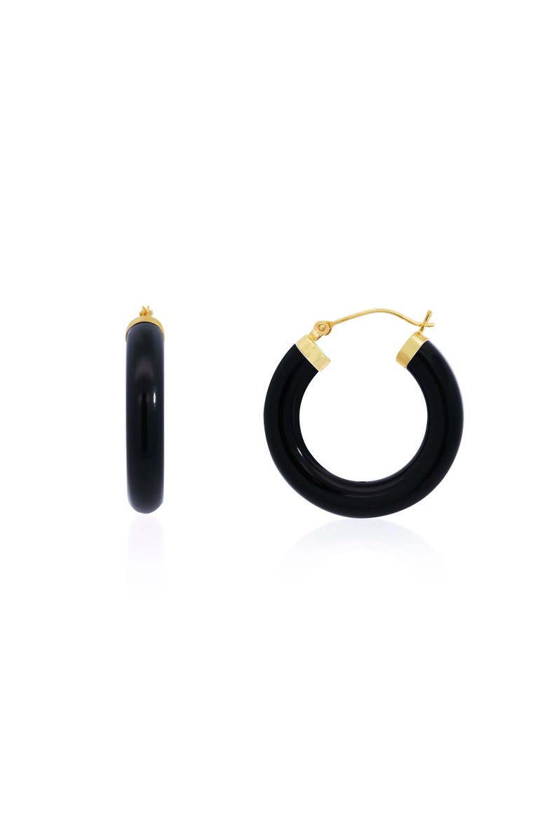 The Lovery Fine Jewelry Onyx Hoop Earrings, Main, color,