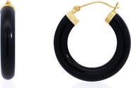 The Lovery Fine Jewelry Onyx Hoop Earrings